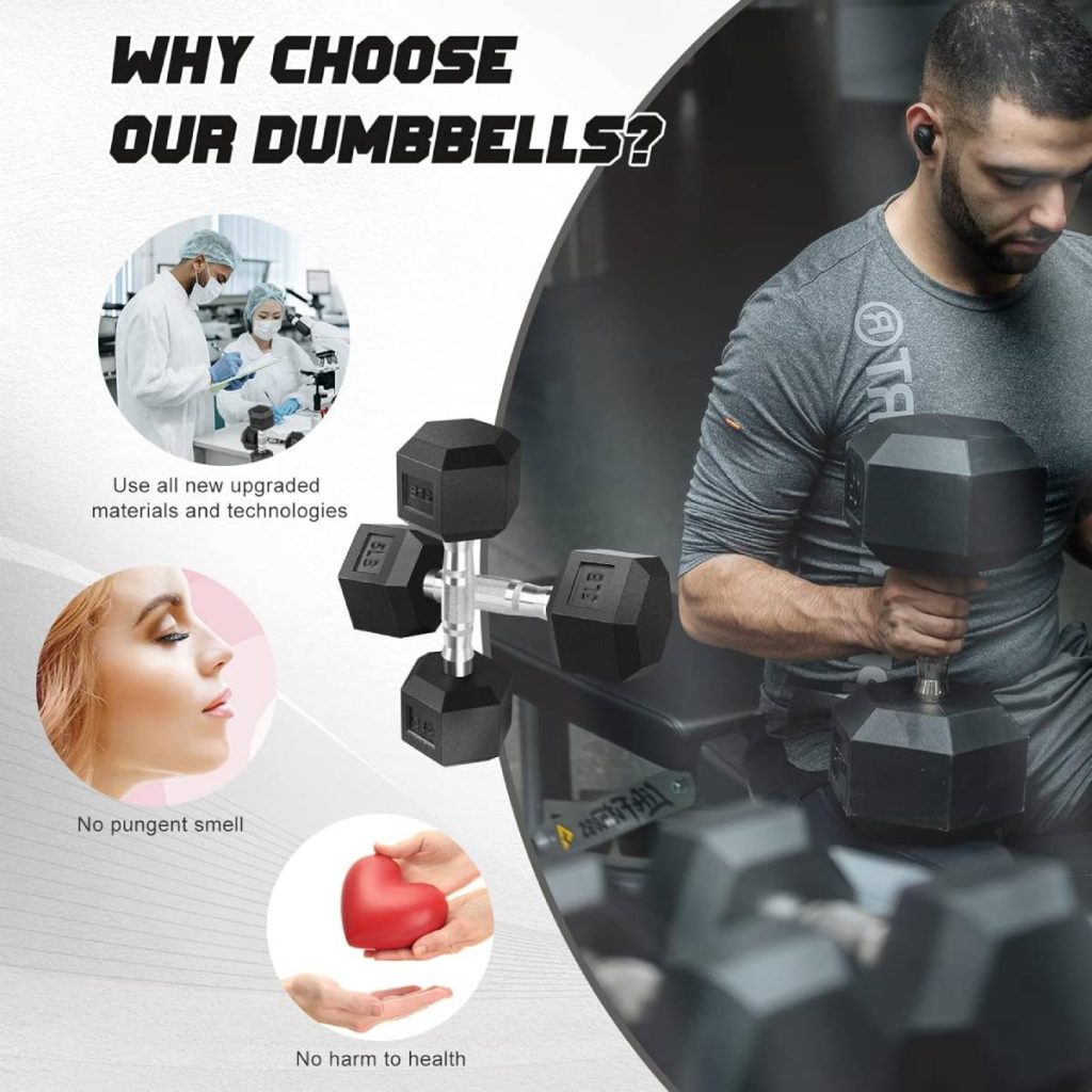 Portzon 8 Colors Options Compatible with Set of 2 Rubber Dumbbell Weight